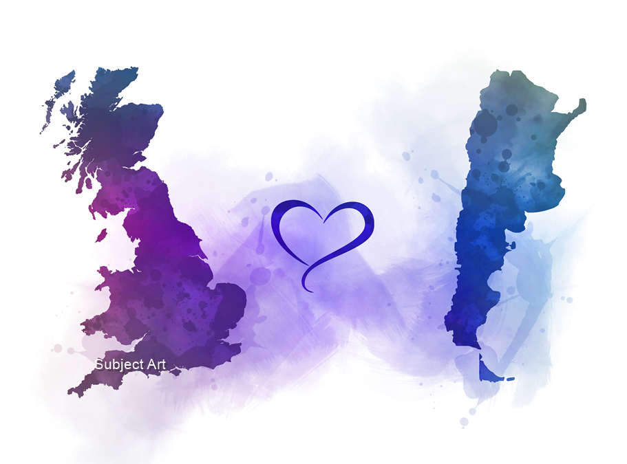 Britain to argentina nnecting map two untries art print travel gift