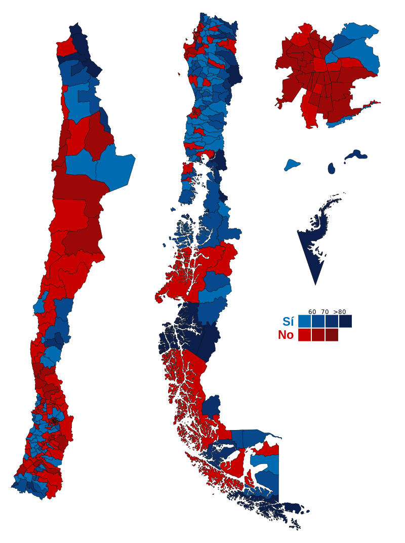 Mapa de resultados del plebiscito de la segunda vuelta de y el plebiscito de todos con prãcticamente el mismo margen