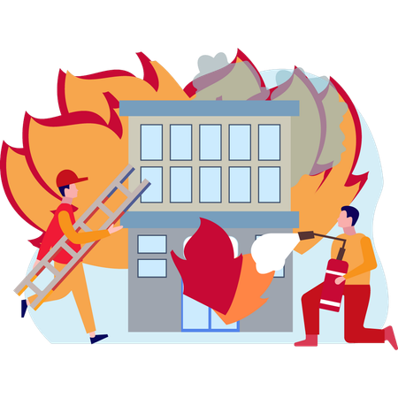 Best fire brigade equipment illustration download in png vector format