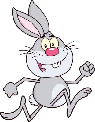 Pillow cover smiling gray rabbit cartoon character running