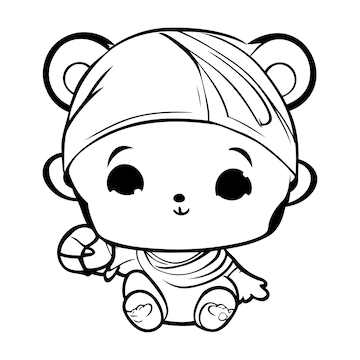 Premium vector cute little monkey baby kawaii character icon vector illustration design