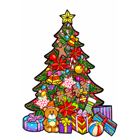 Christmas tree wooden puzzle