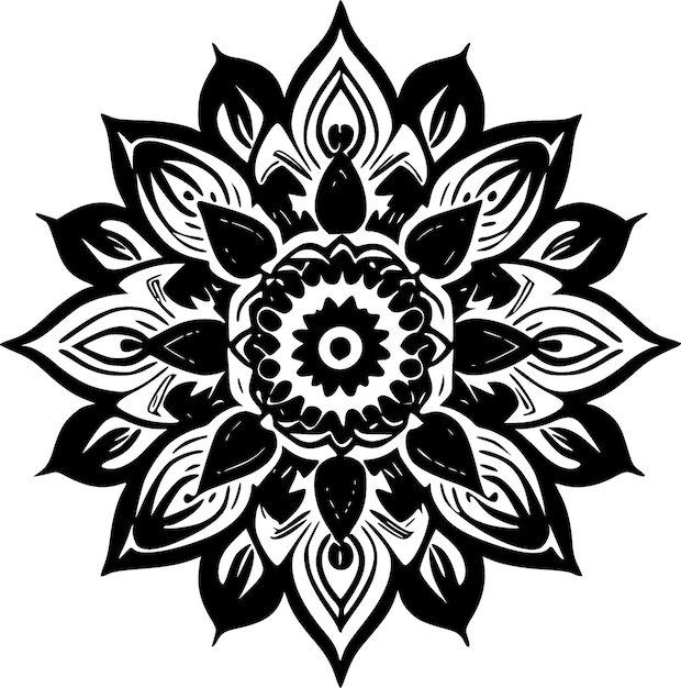 Illustrazione vettoriale della silhouette minimalista e semplice di mandala vettore premium