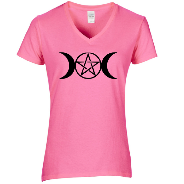 Wicca ladies v neck t shirt adult s