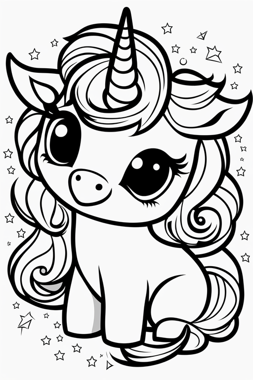 Chibi cute unicorn face