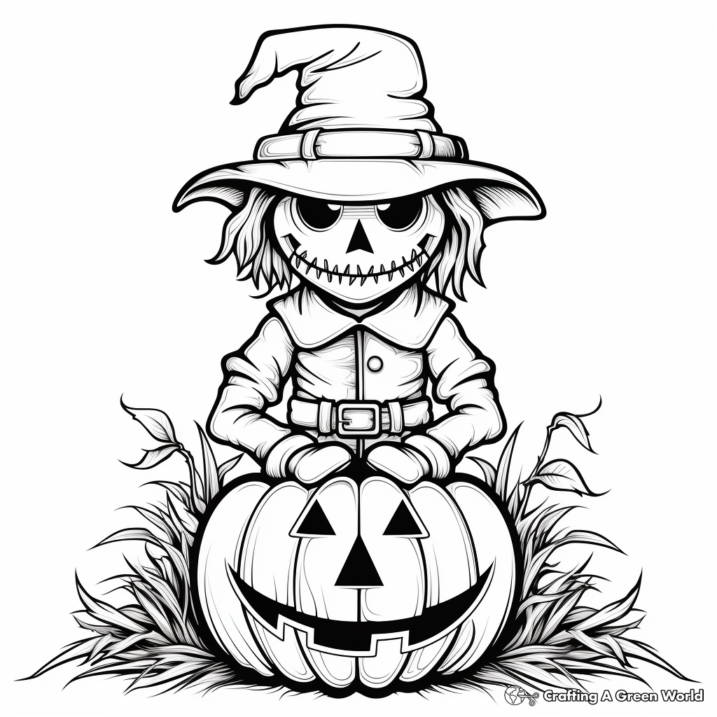 Pumpkin scarecrow coloring pages
