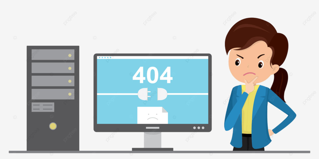 Errors clipart transparent png hd monitor with error page and sad female glitch flat design png image for free download