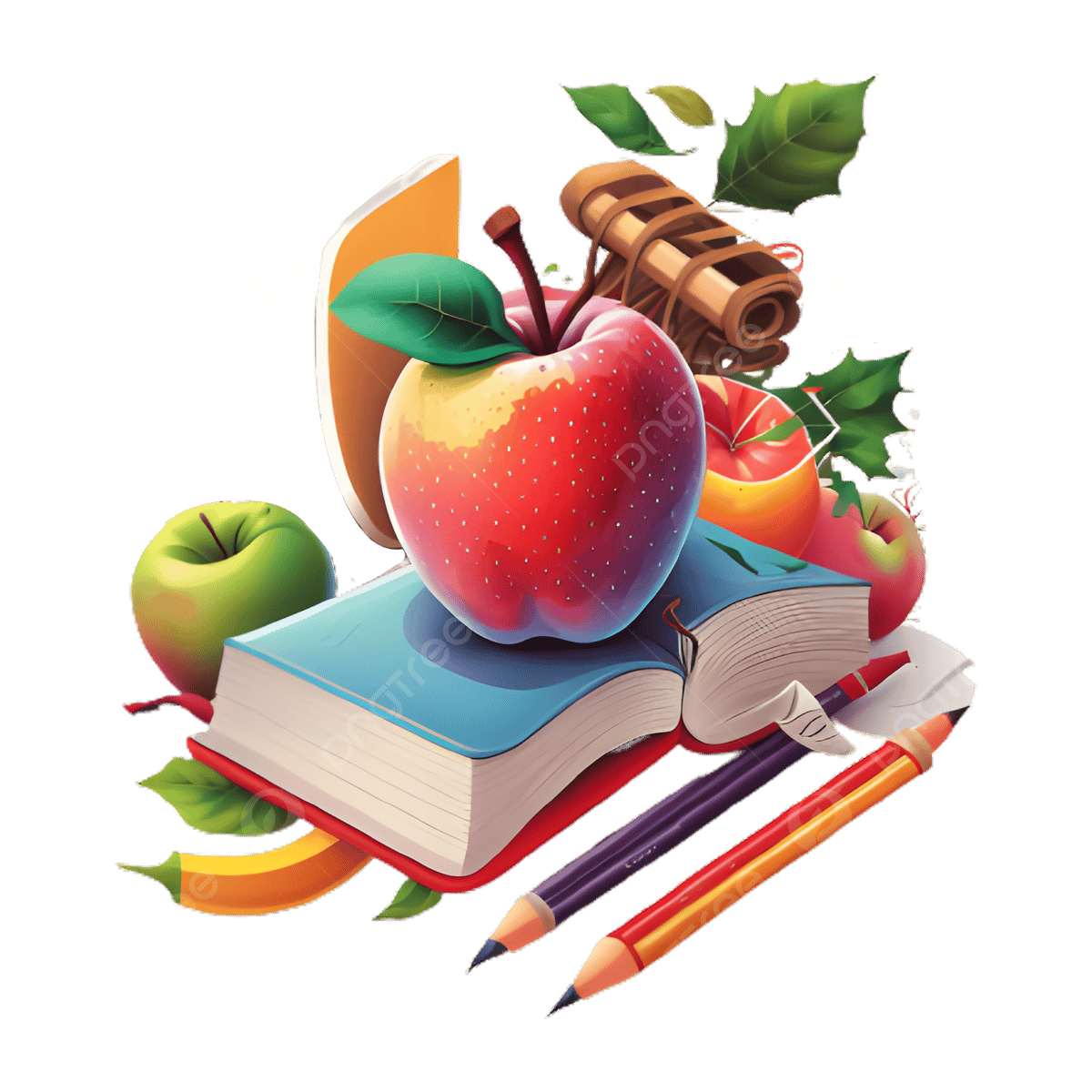 Cute cartoon illustration of fruit books stationery fruit books stationery png transparent image and clipart for free download