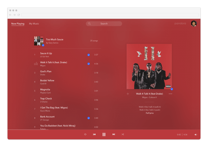 Pandora premium es to the web