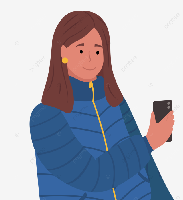 Mujer morena de pie y enviando mensaj por telãfono png en dispositivo dama png y vector para dcargar gratis