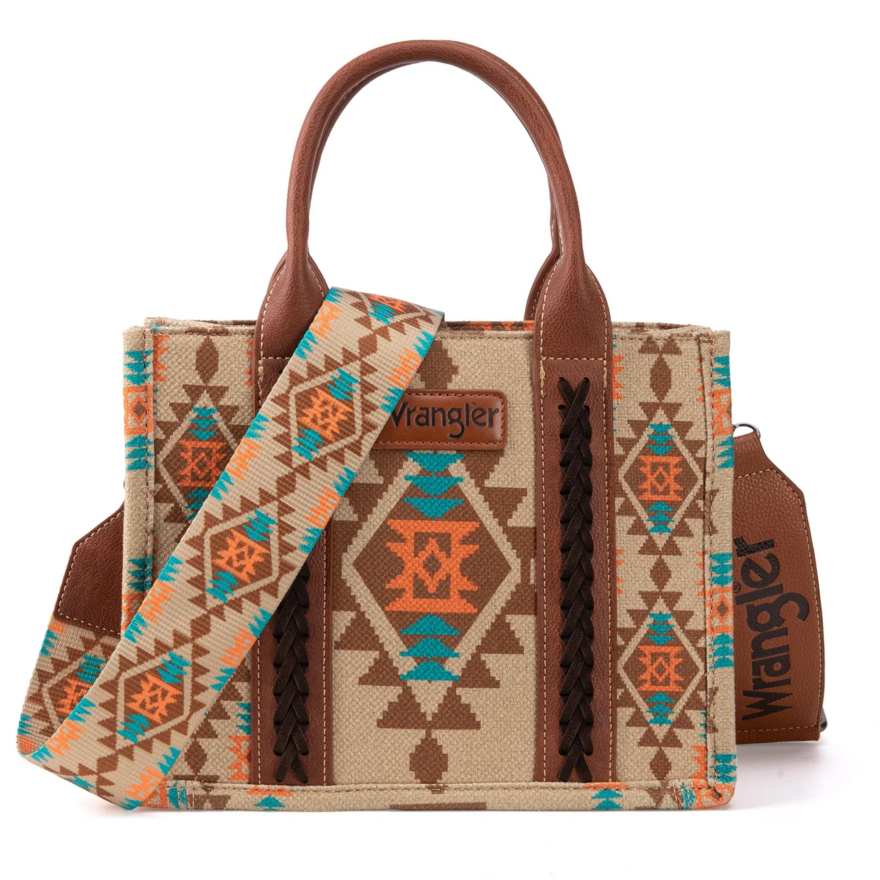 Southwestern tan small tote wg