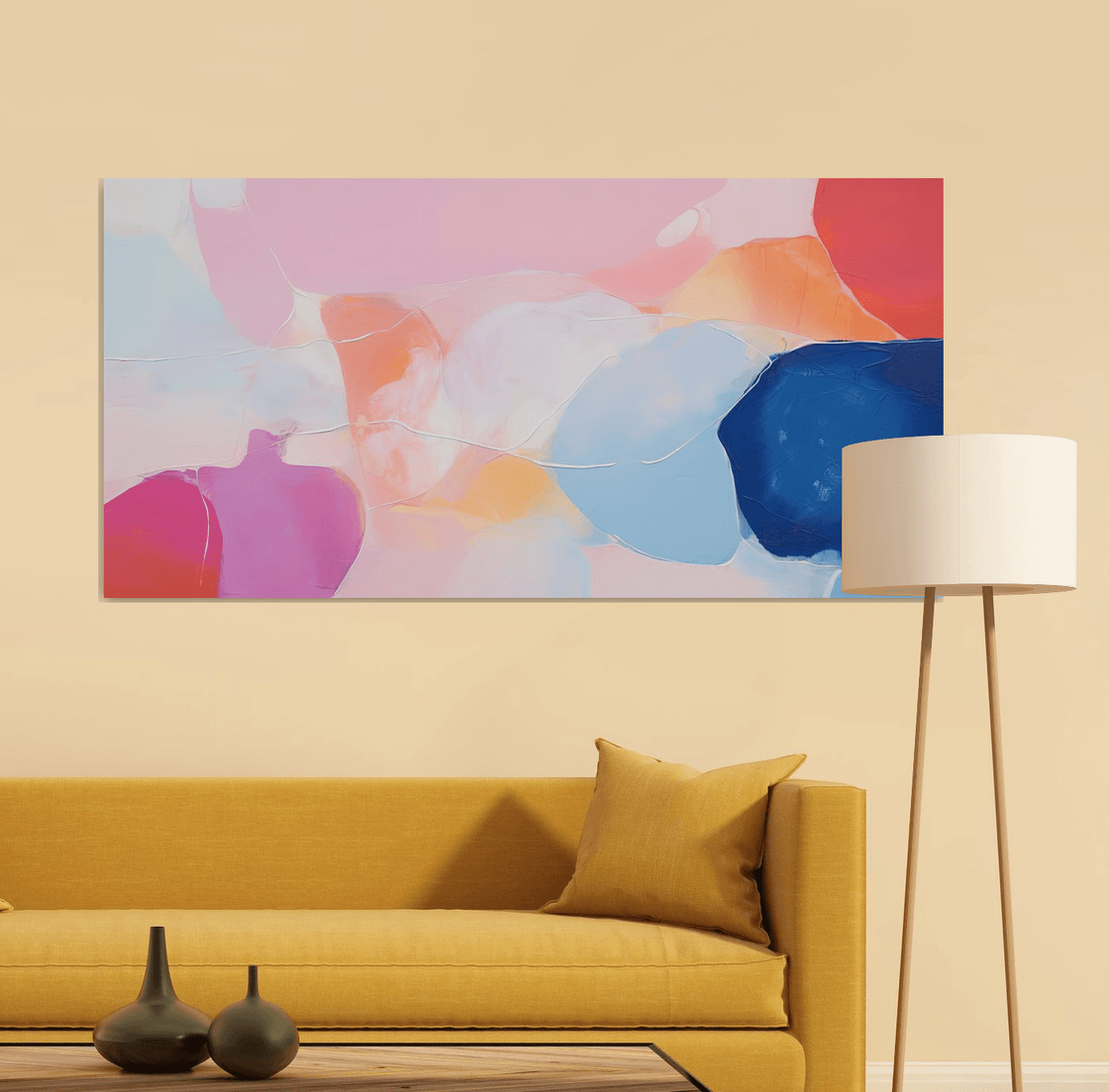 Pale rose cloudy blue and cobal abstract digital art giclãe by sasha robinson