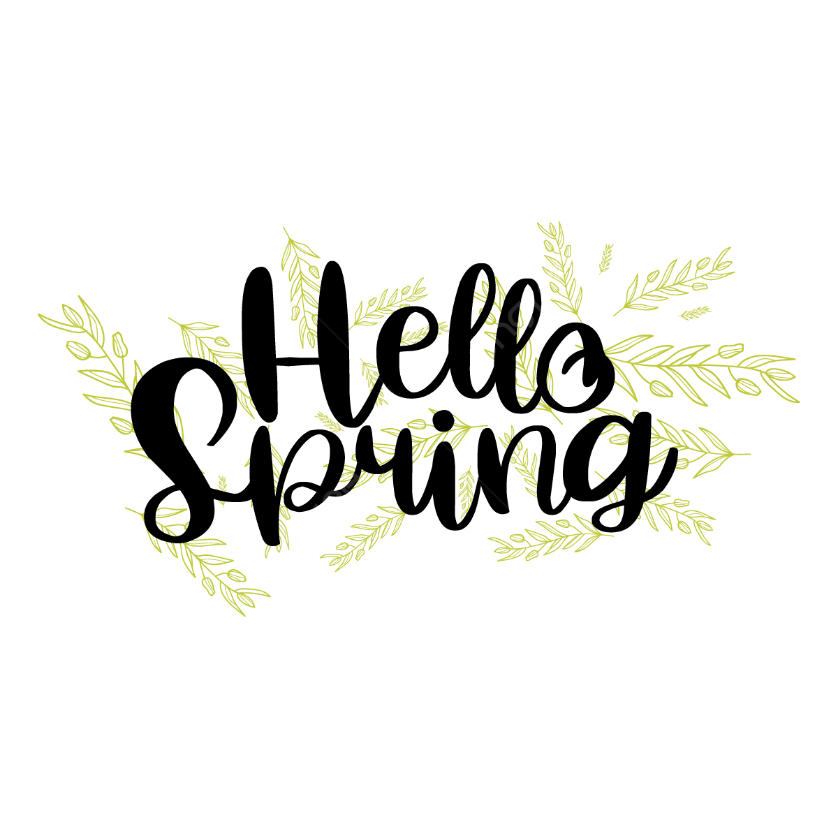 Hola primavera letras negras con decoraciãn de hojas png dibujos dãa de la primavera hojas png carta png y vector para dcargar gratis