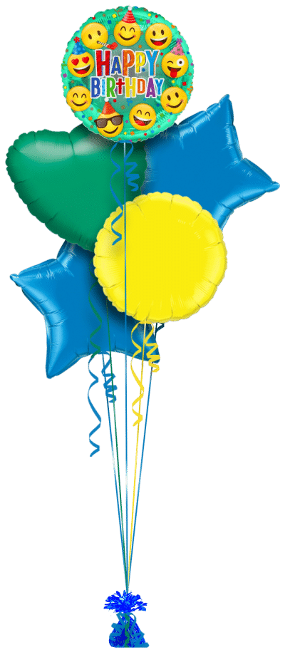 Smiley emoji happy birthday balloon delivery
