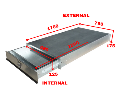Universal under tray trundle draw length aluminium tdraw