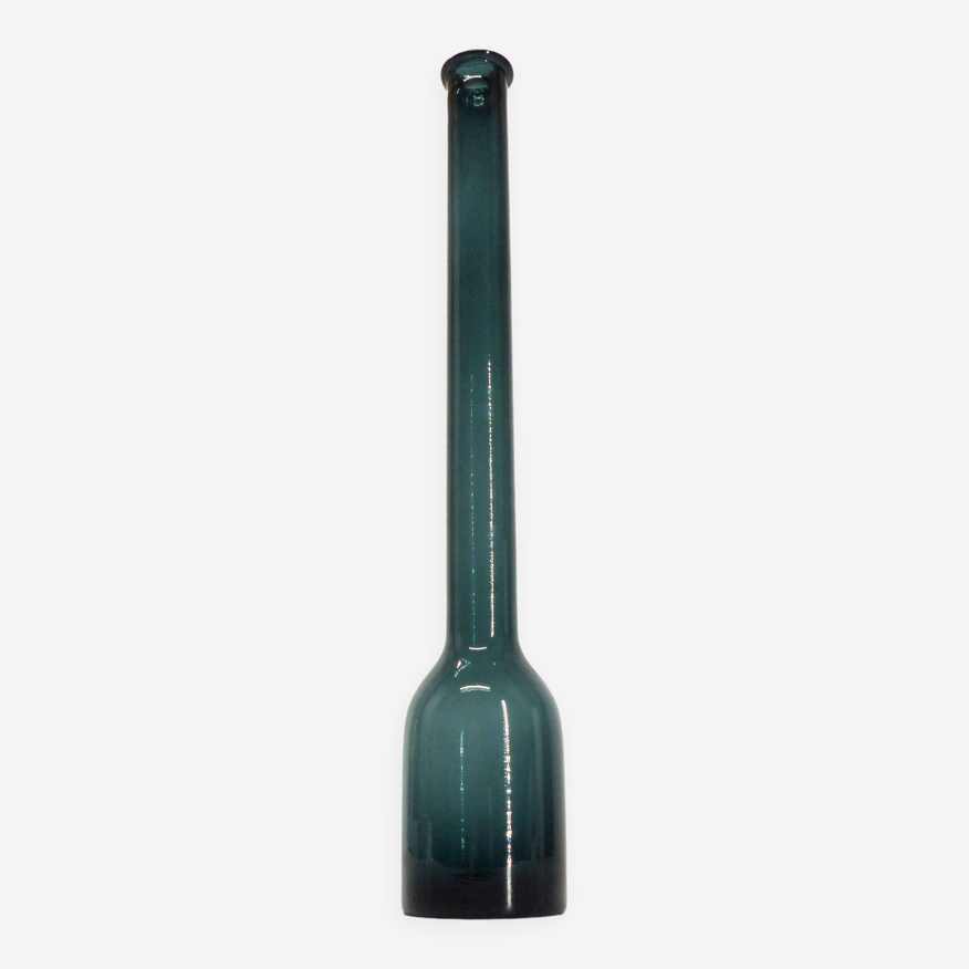 Blue blown glass bottle vase