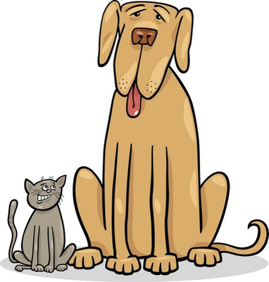 Cojãn decorativo gato pequeão y grande ilustraciãn de dibujos animados de perro