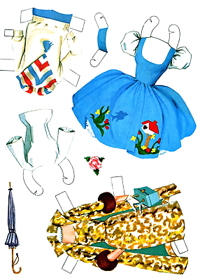 Barbie with ponytail amp ken paper dolls reproduction uncut original size