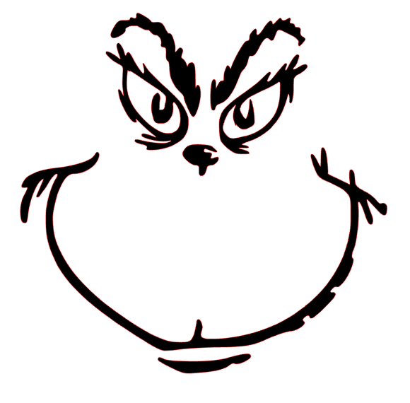 Smiling grinning grinch face with or without yellow eyes vinyl del sticker