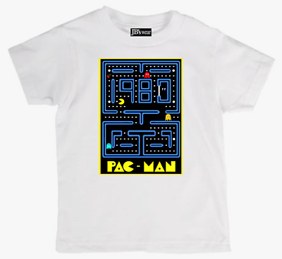 Pacman retro game on childs tee shirt new quality tton kids t shirt pac