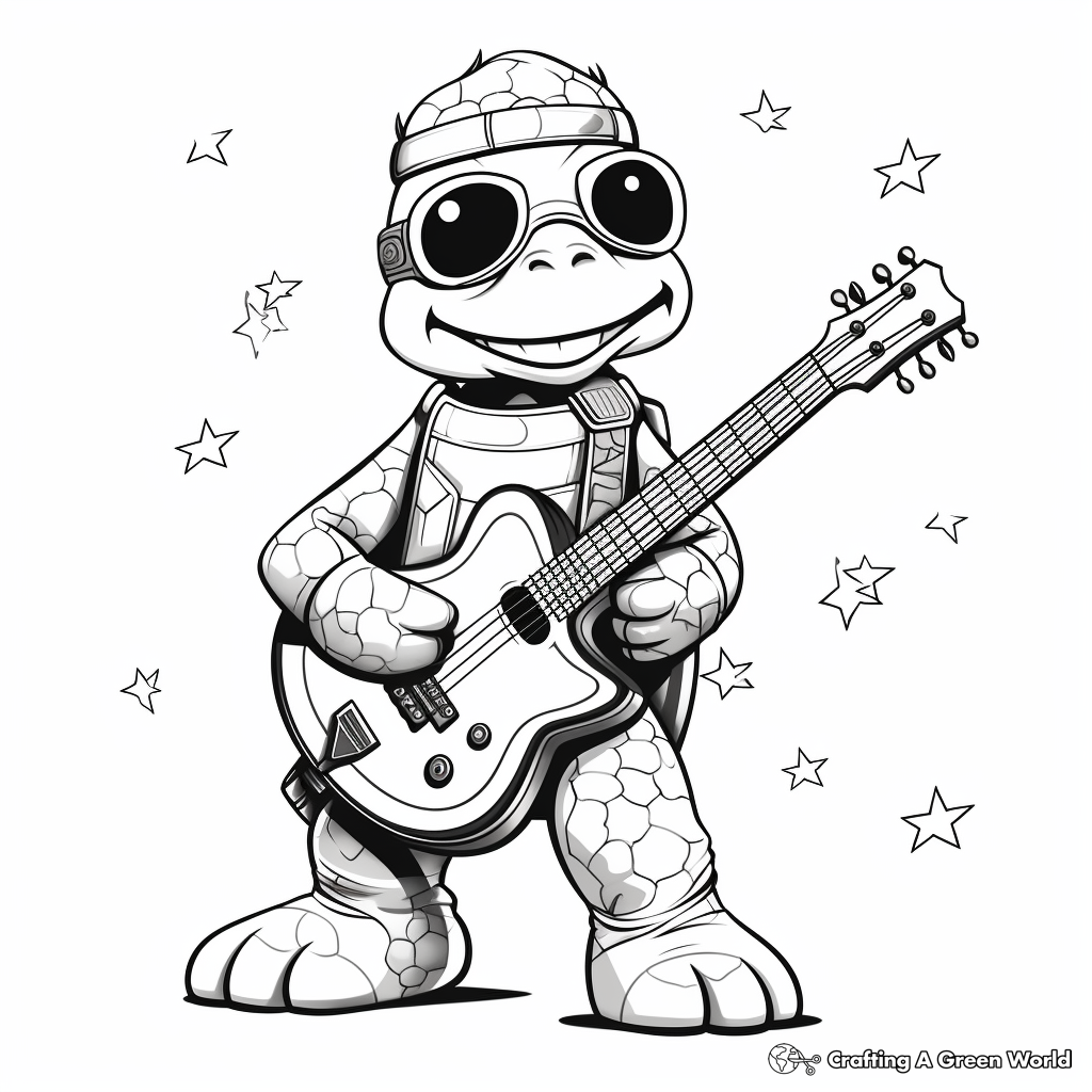 Turtle with sunglasses coloring pages
