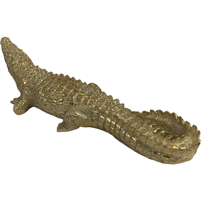 Crocodile alligator gold color statue resinfigurine vintage decor