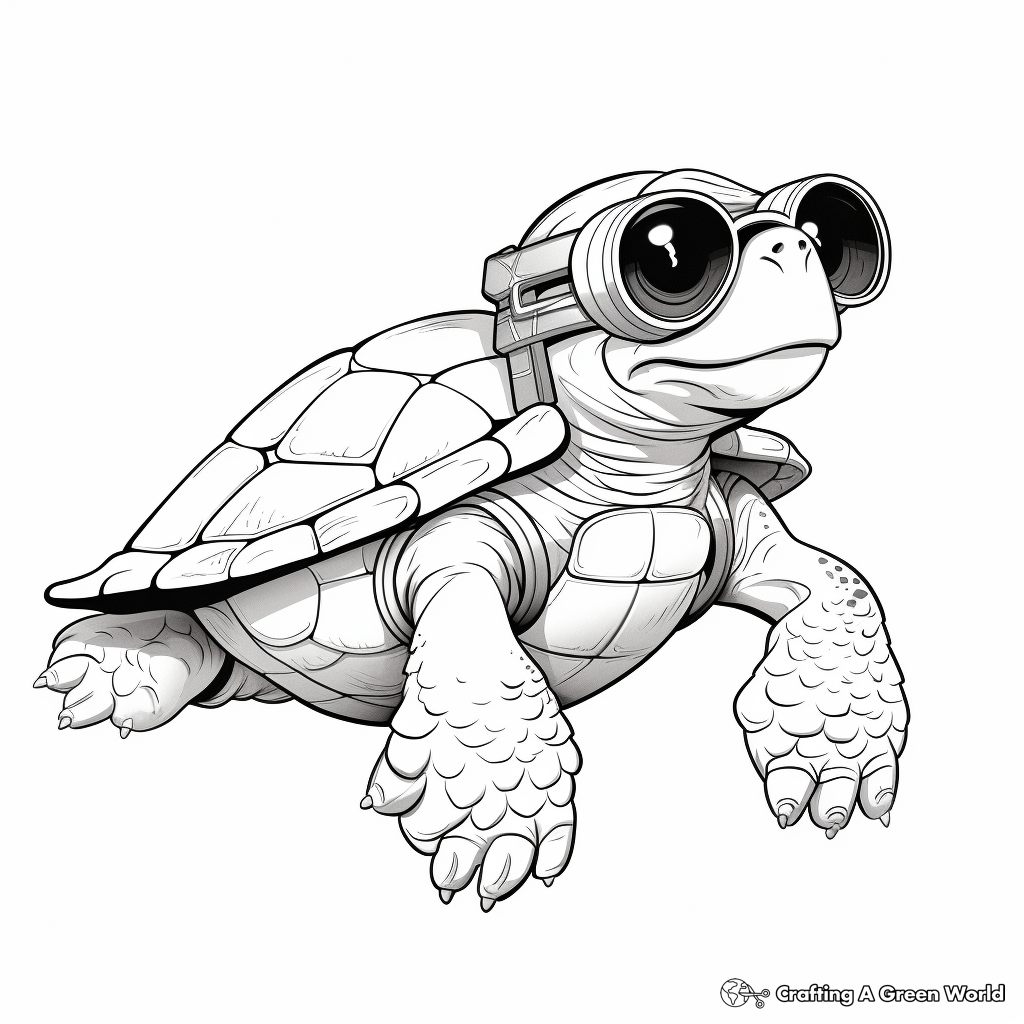 Turtle with sunglasses coloring pages