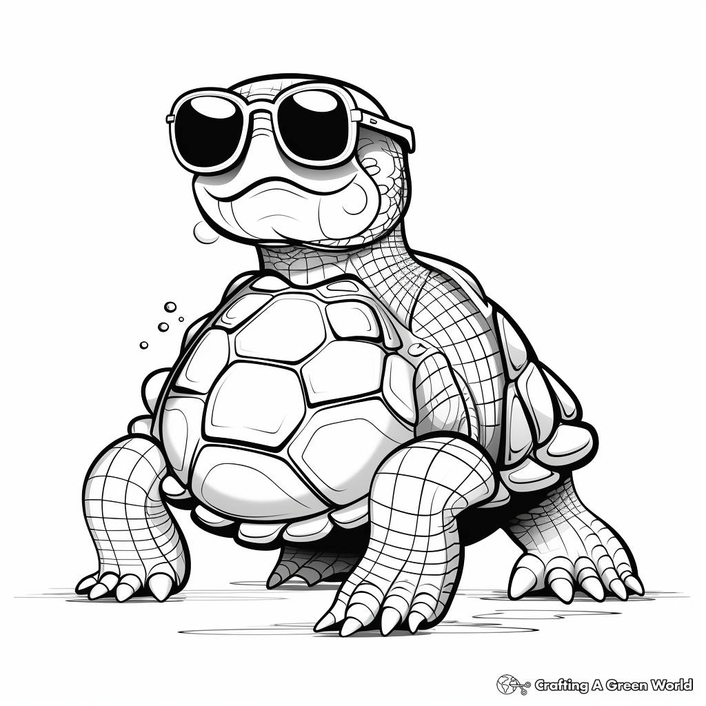 Turtle with sunglasses coloring pages