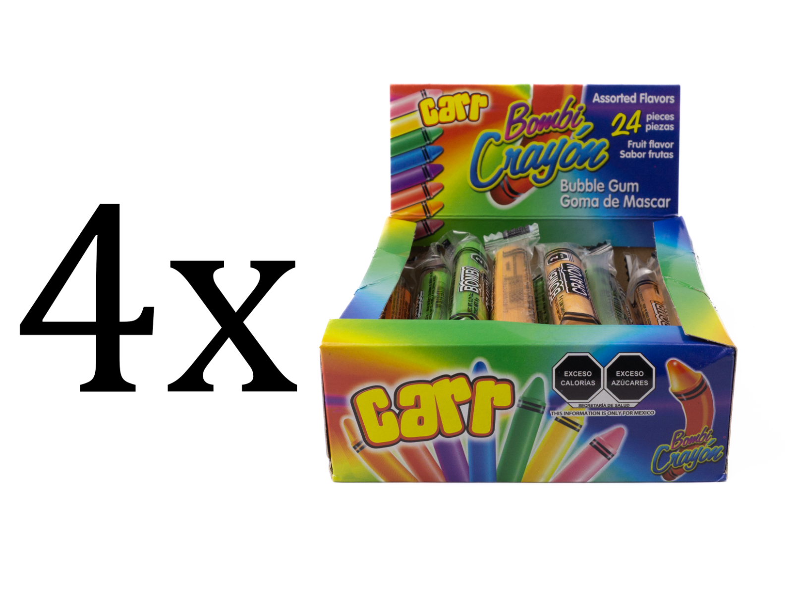 Bombi crayon carr mexican bubble gum assorted fruit flavors pieces