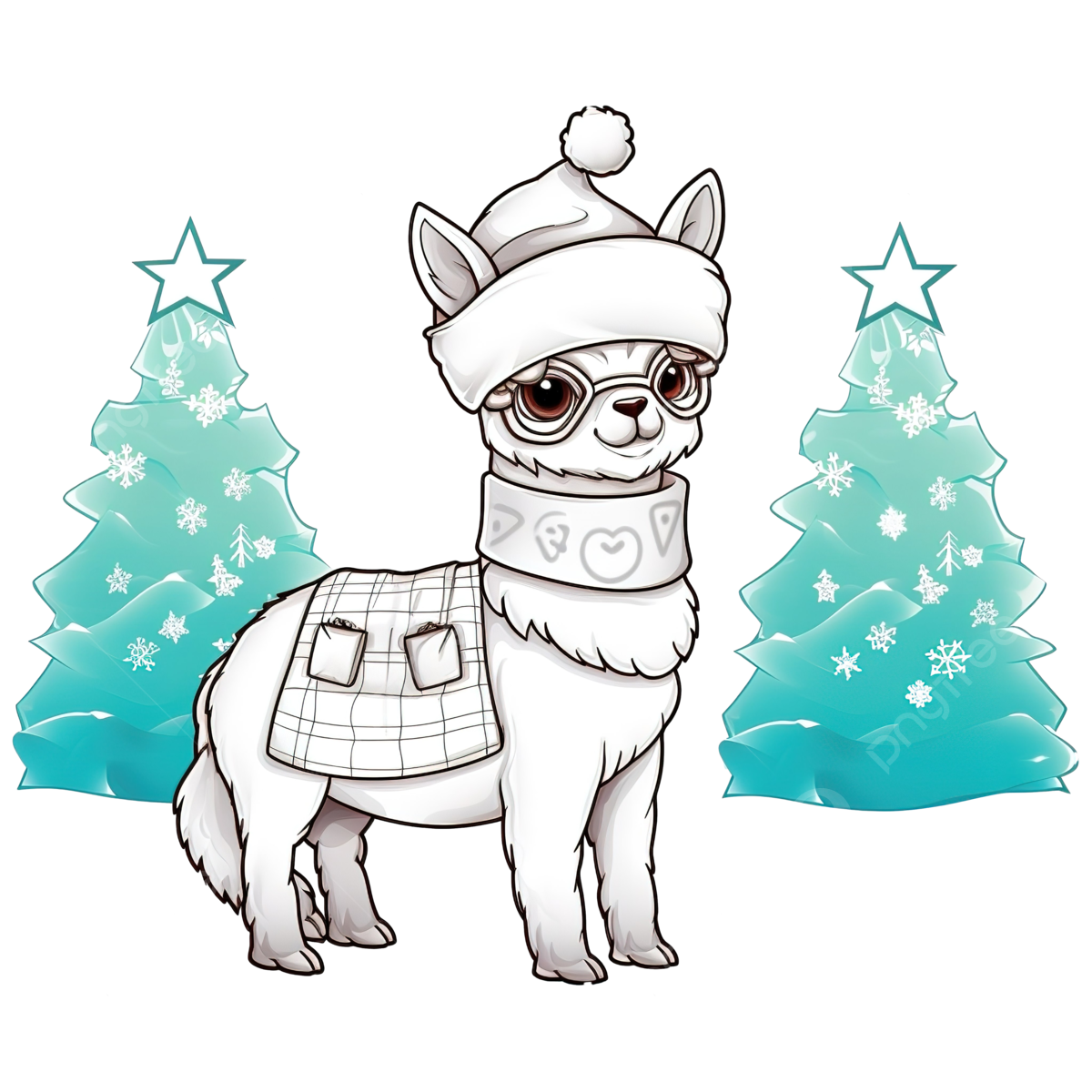 Copiez limage du jeu pour enfants et la page ã colorier avec un joli alpaga utilisant un costume de noãl png trace feuille de travail feuille de calcul pour enfants image