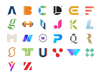 Alphabet logos in black by jacob cass on