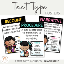 Parts of speech posters black strip