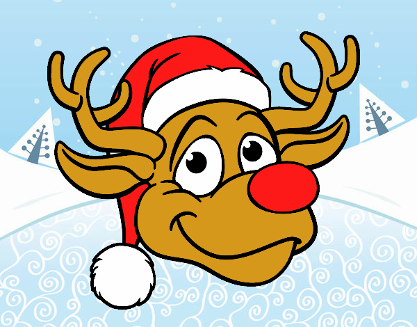 Dibujo de cara de reno rudolph pintado por en el dãa