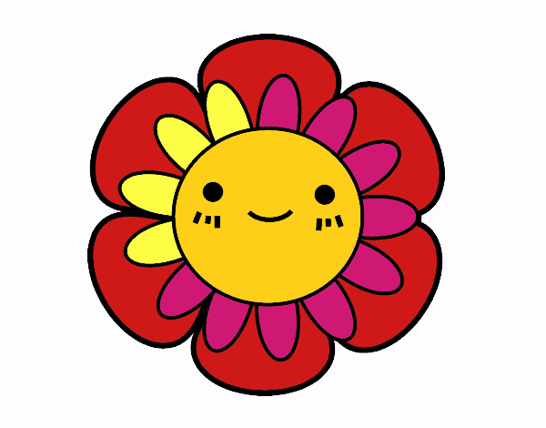 Dibujo de flor infantil pintado por en el dãa
