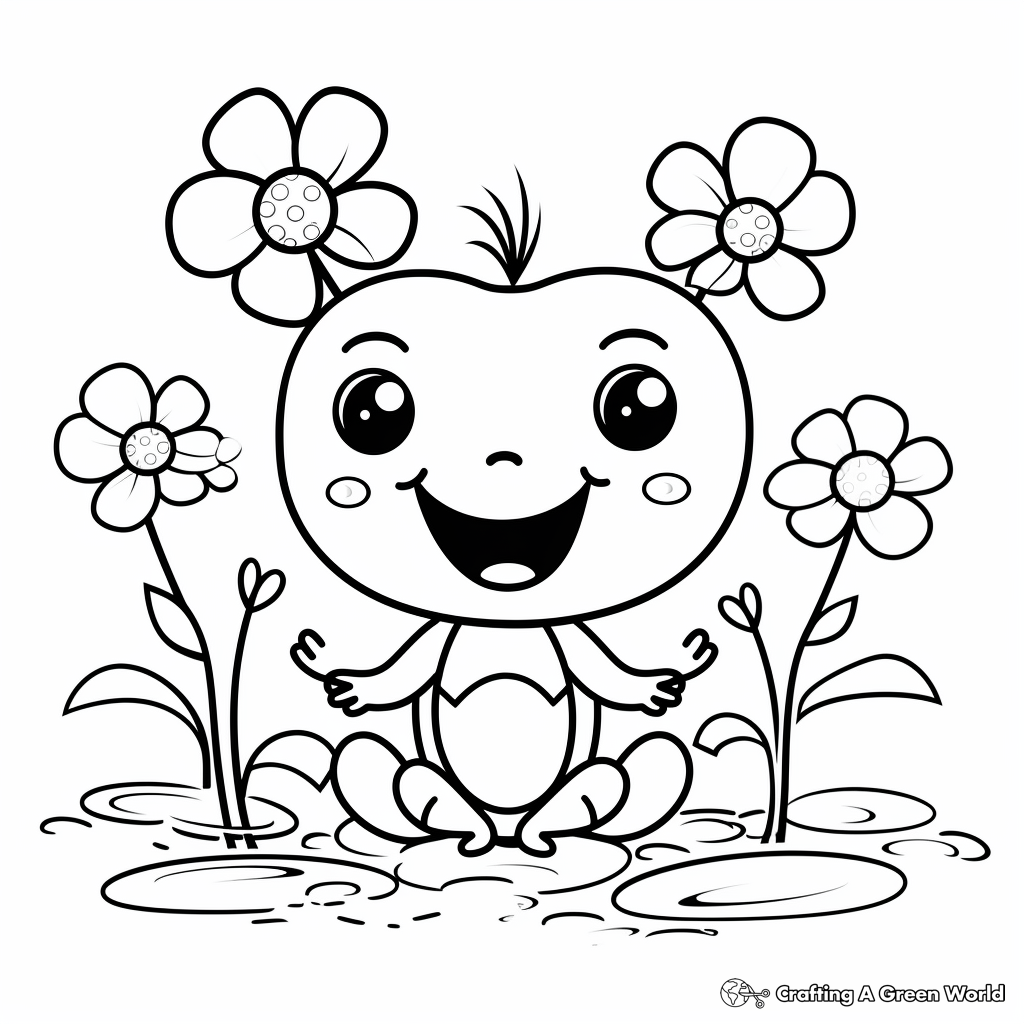 Kawaii frog coloring pages