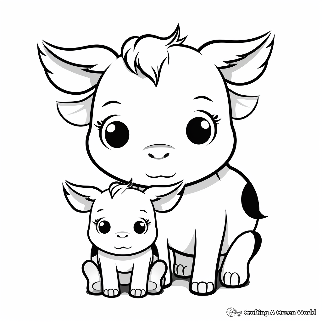 Kawaii cow coloring pages