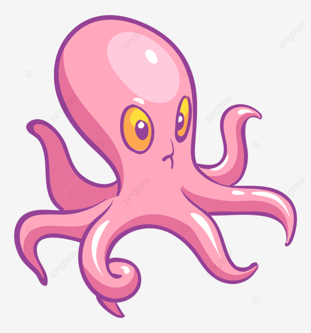 Cartoon octopus clipart hd png pink octopus tentacle mascot cartoon ocean natural white png image for free download