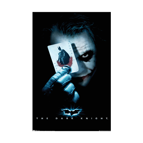 Trends international dc ics movie the dark knight the joker with batman playing card wall poster