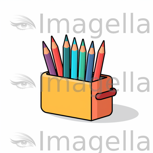 Crayon box clipart in minimalist art style high