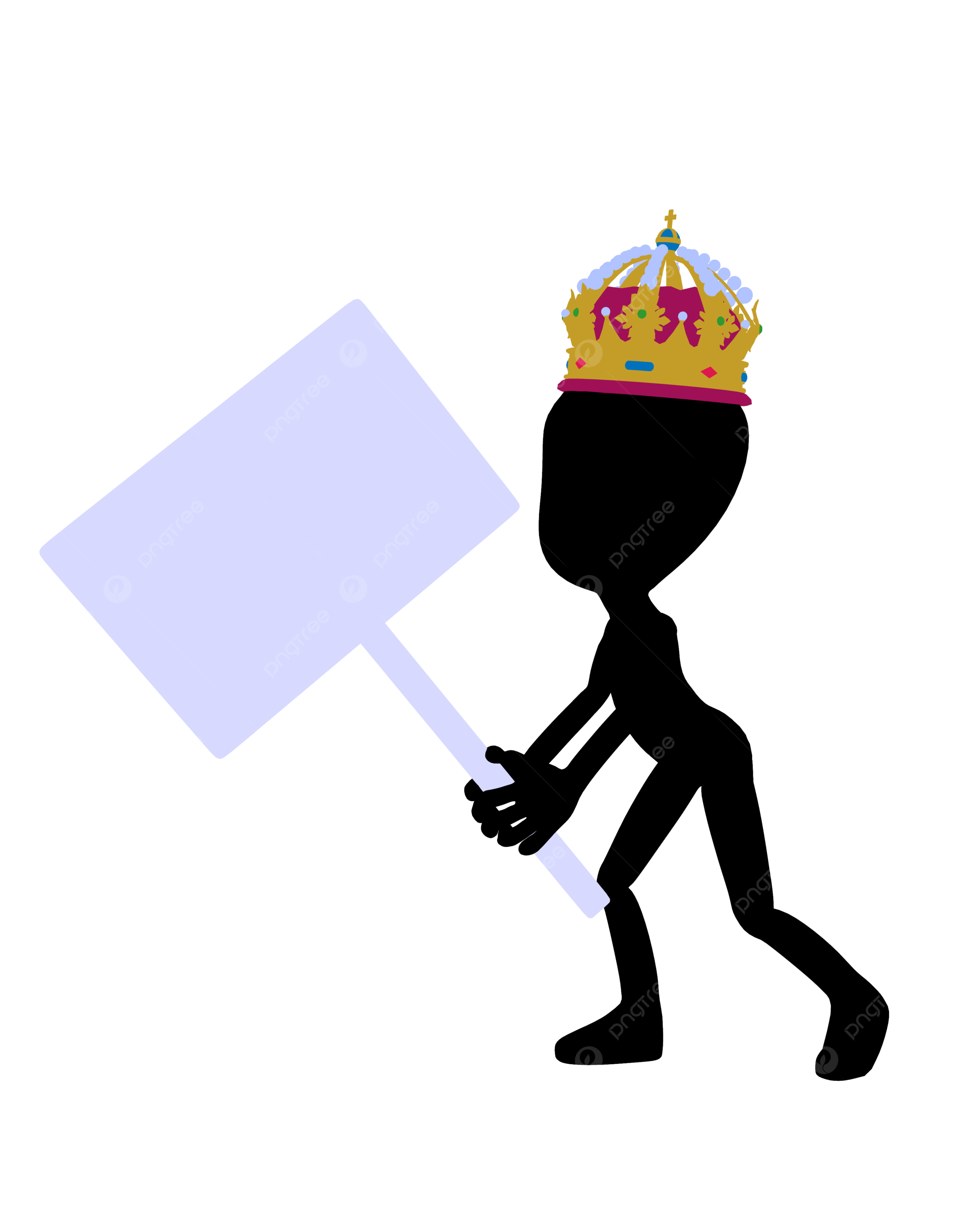 Adorable king figure in black silhouette holding a sign cute man male png transparent image and clipart for free download