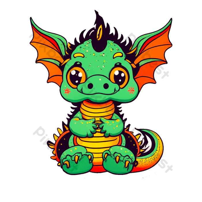 Cartoon dragon with yellow wings png png images psd free download