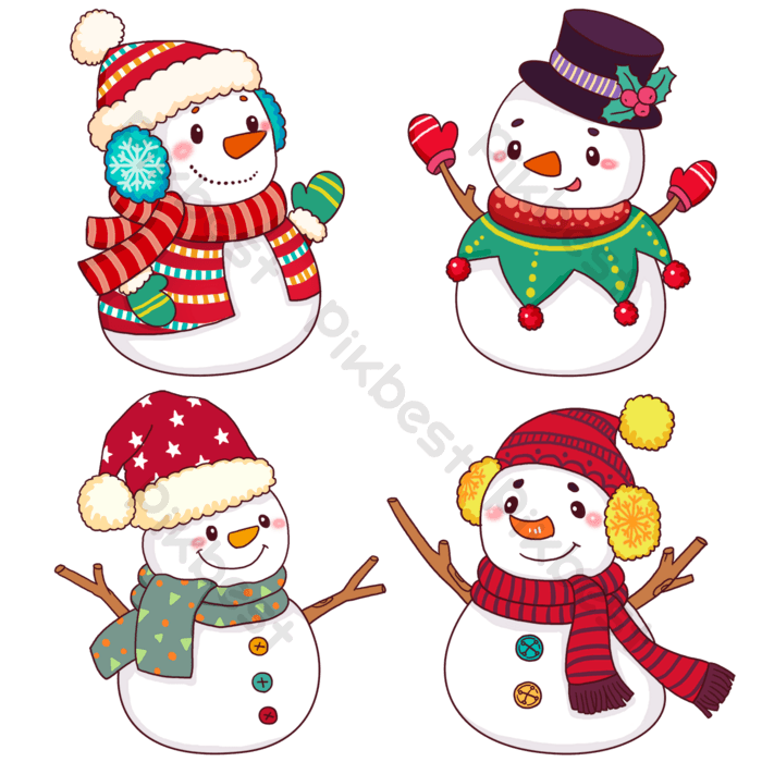Drawing cartoon cute christmas snowman png images psd free download
