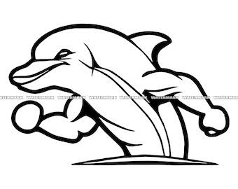 Mascota de delfãn musculoso svg archivo de corte de
