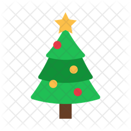 Christmas tree with gift box flat icons