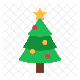 Christmas tree with gift box flat icons