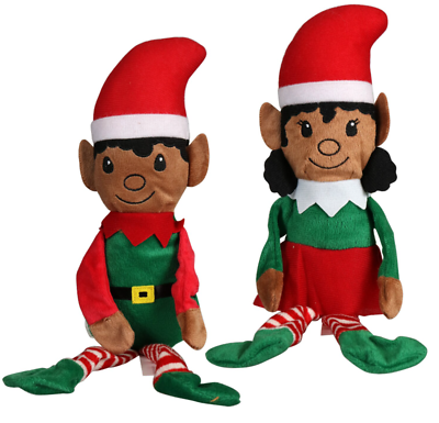 New christmas house plush elf set boy and girl medium skin tone