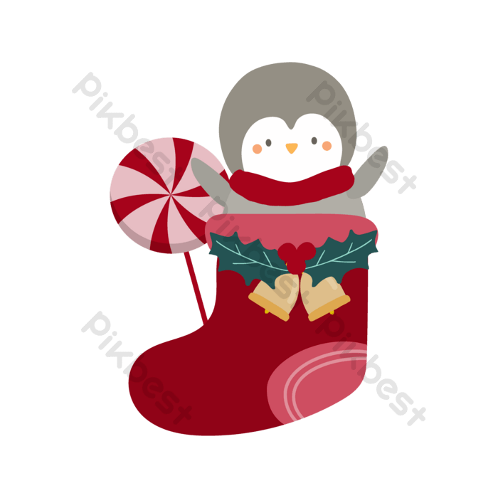 Draw vector character cute christmas socks and stuffed animals inside png images ai free download