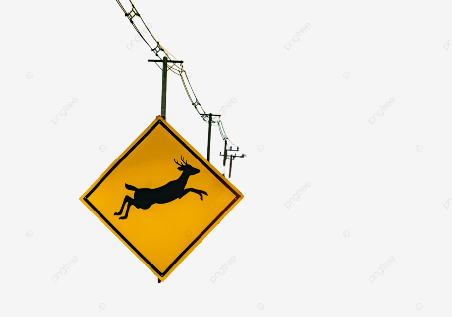 Sinal de passagem da vida selvagem perto da estrada turista dirigindo cuidado png animais relva nuvens png imagem para download gratuito