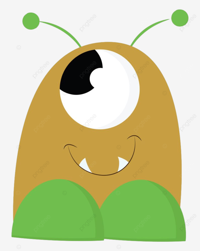 Baby feet vector design images a brown baby monster with one eye and green feet funny cartoon cute png image for free download