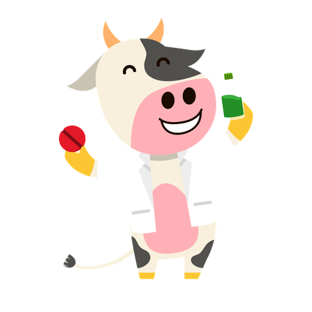 Best cow as farm doctor illustration download in png vector format